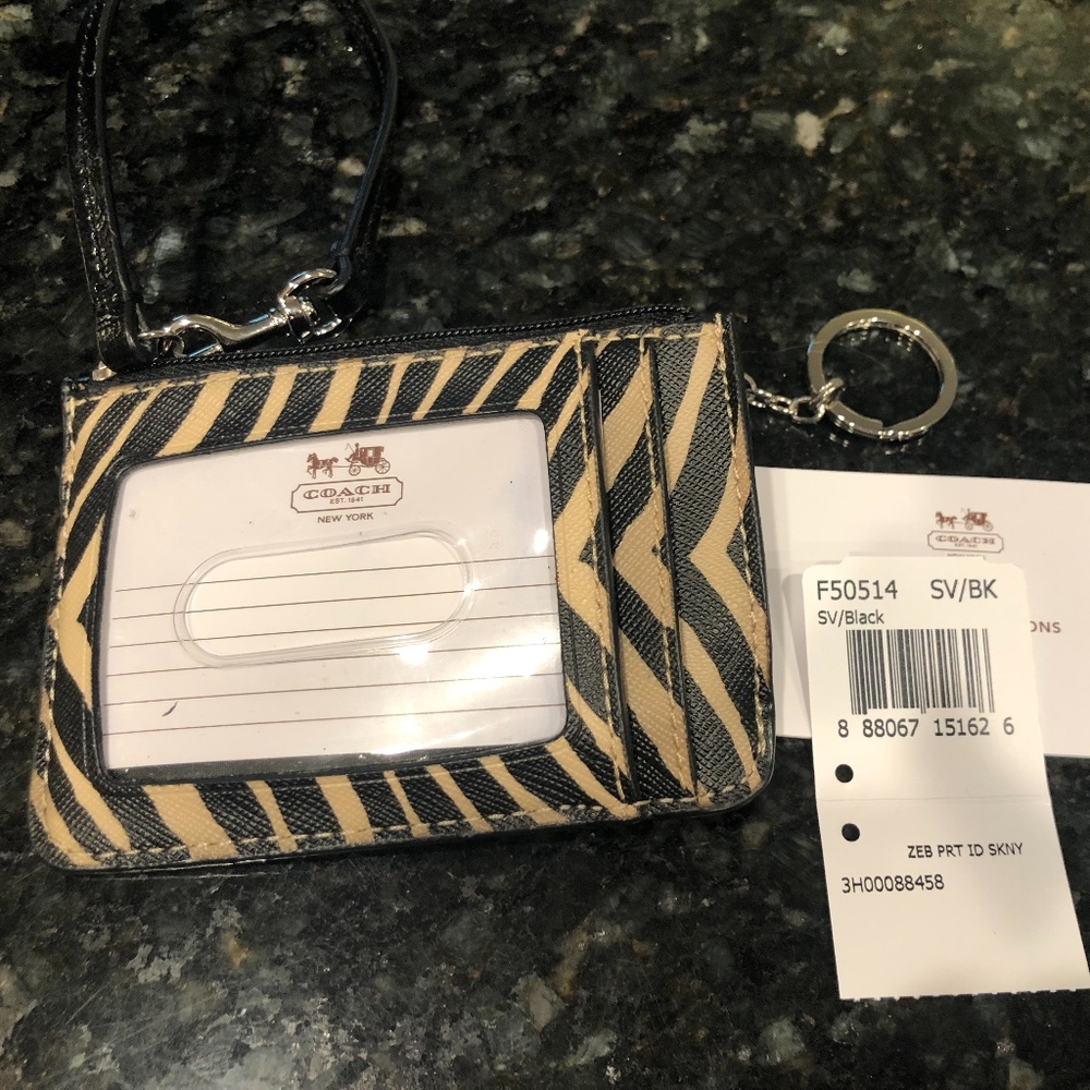 COACH ZEBRA ZIP CREDIT CARD ID HOLDER KEY CHAIN